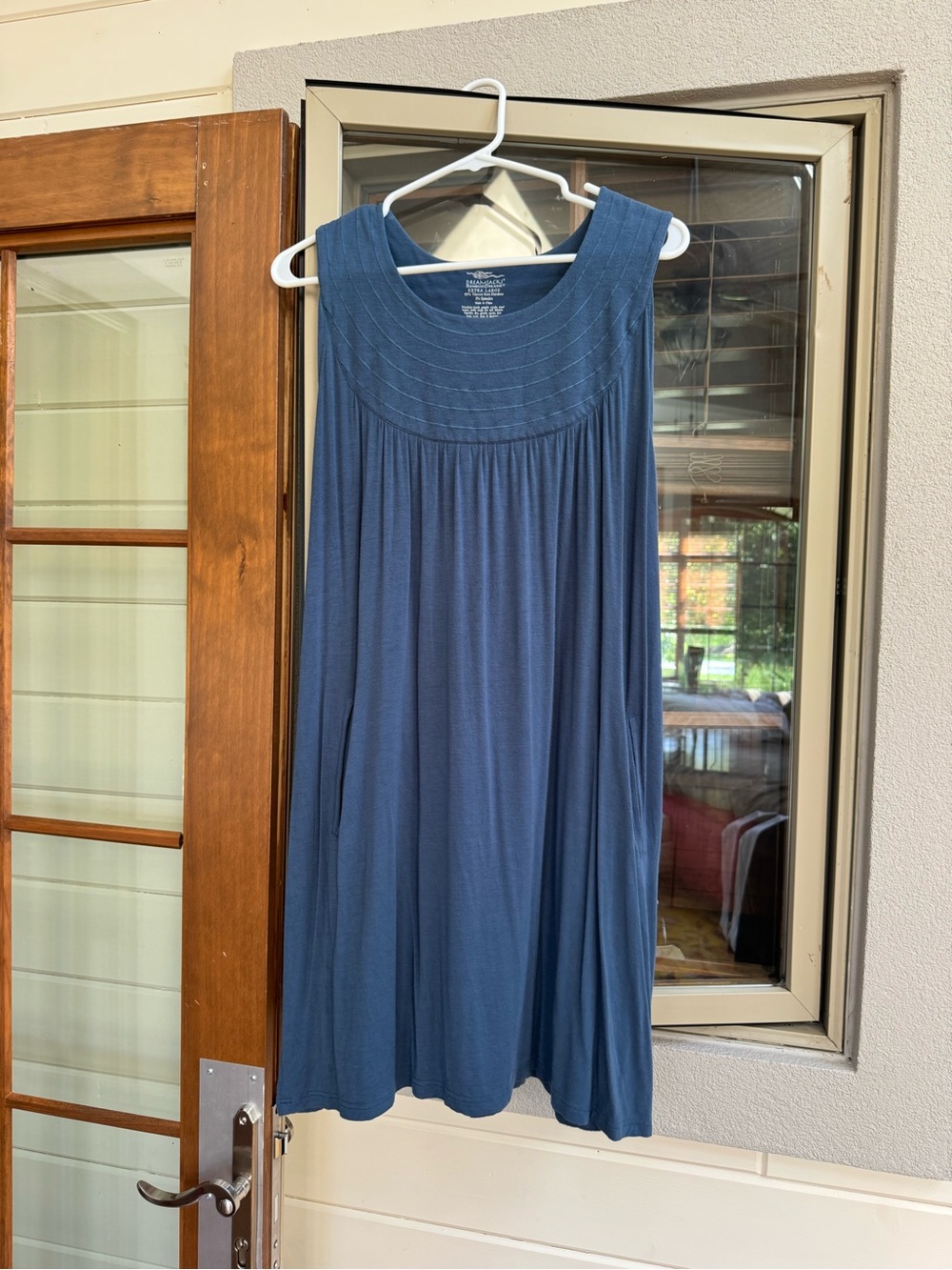 Sleeveless Navy Swing Dress with Stitched Yoke